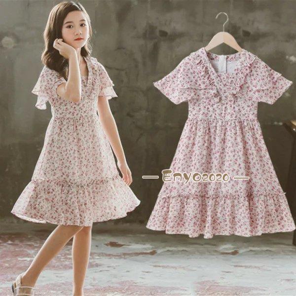 韓国子供服ワンピースシフォン女の子...