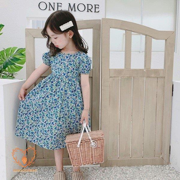 子供服 ワンピース 半袖 春夏 女の子 キッズワンピース 薄手 花柄ワンピース チュニック 子供ドレス ジュニア おしゃれ 可愛い 涼しい 海辺 新品 90cm 100cm