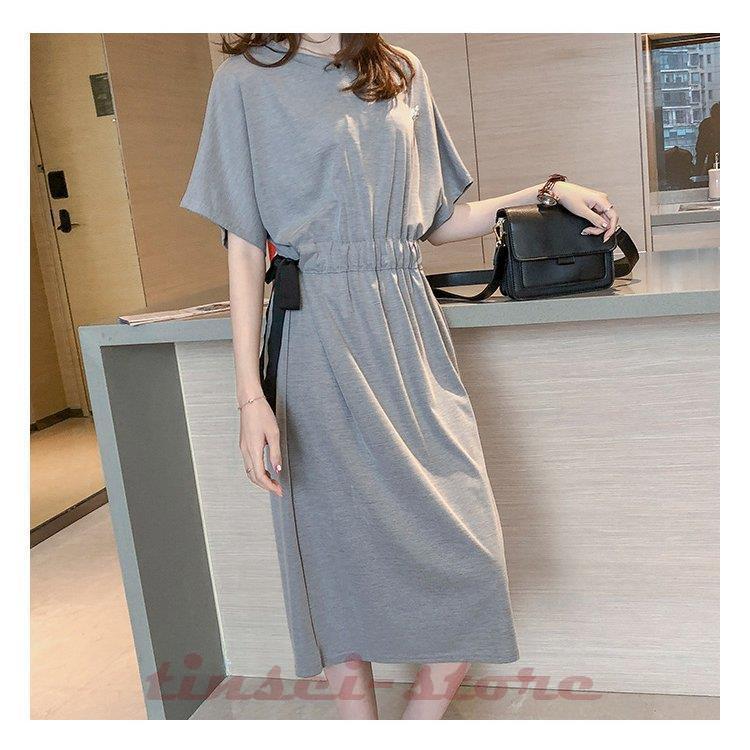 シャツワンピース レディース 40代 キレイめ マキシ丈ワンピース 春夏 無地 半袖ワンピース 体型カバー オシャレ 着痩せ 大きいサイズ 韓国風 ゆったり