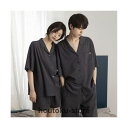 ペア パジャマ 春夏 パジャマ レディース 半袖 メンズ パジャマ 前開き 綿 おしゃれ カップル ペア ルームウェア 大人 夏 結婚祝い プレゼント ペア パ...
