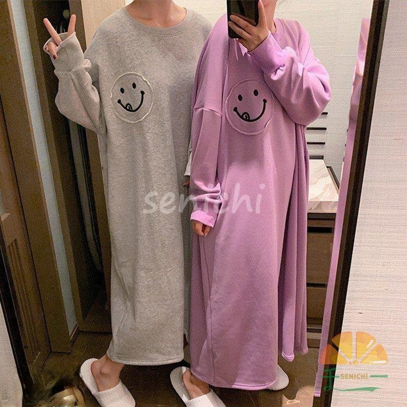 ネグリジェ パジャマ レディース 秋冬 長袖ワンピース パジャマ 無地 大きいサイズ ネグリジェ ロング..