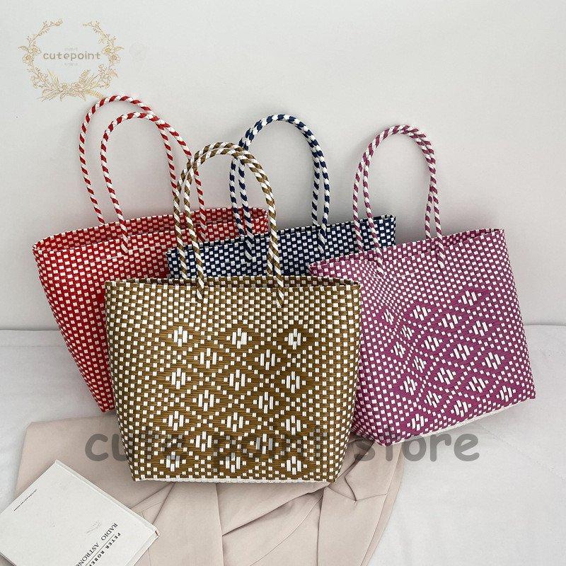 かごバッグ 手提げ レディース 編み込み トートバッグ エコバッグ ノットバッグ 浴衣 和装 収納 お買い..