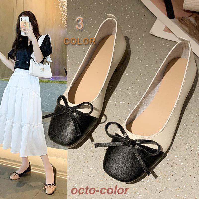 バレエシューズ レディース リボン パンプス 痛くない 歩きやすい ローヒール スクエアトゥ