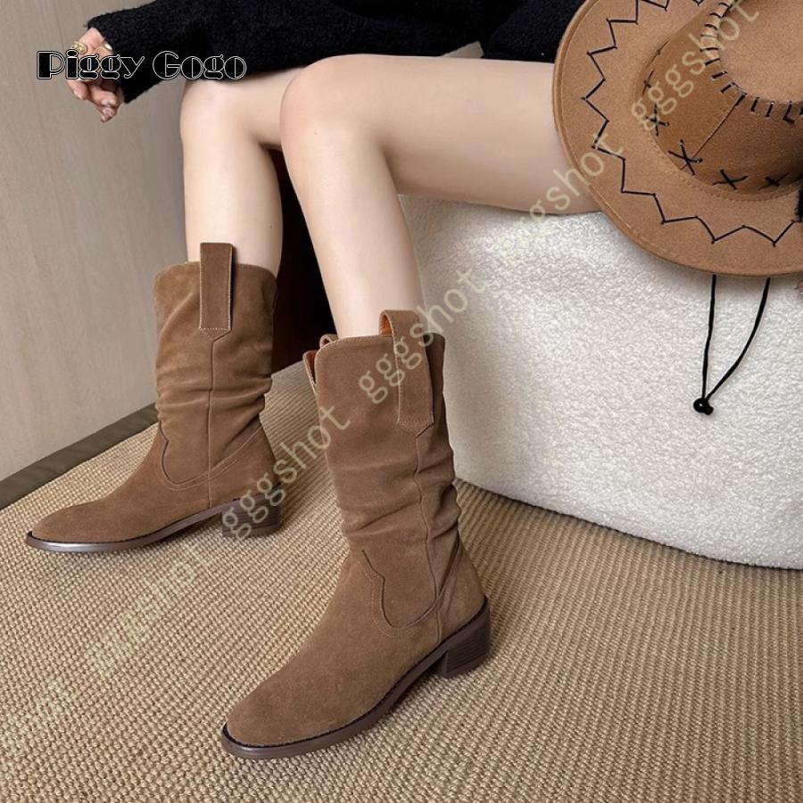 ミドルブーツ チャンキーヒール ショートブーツ エンジニアブーツ くしゅくしゅ ローヒール ゆったり ..