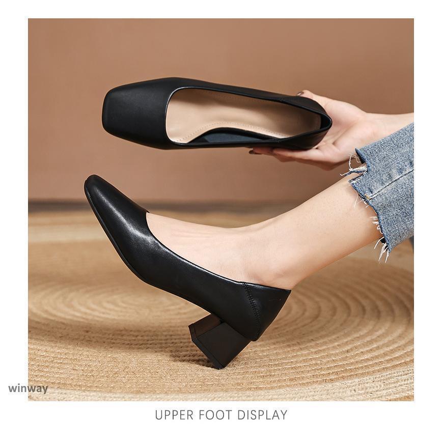 本革 パンプス レディース 靴 ローヒール 通勤 仕事 太ヒール 走れるパンプス シンプル 3.5cmヒール 疲れない 痛くない 美脚 就活