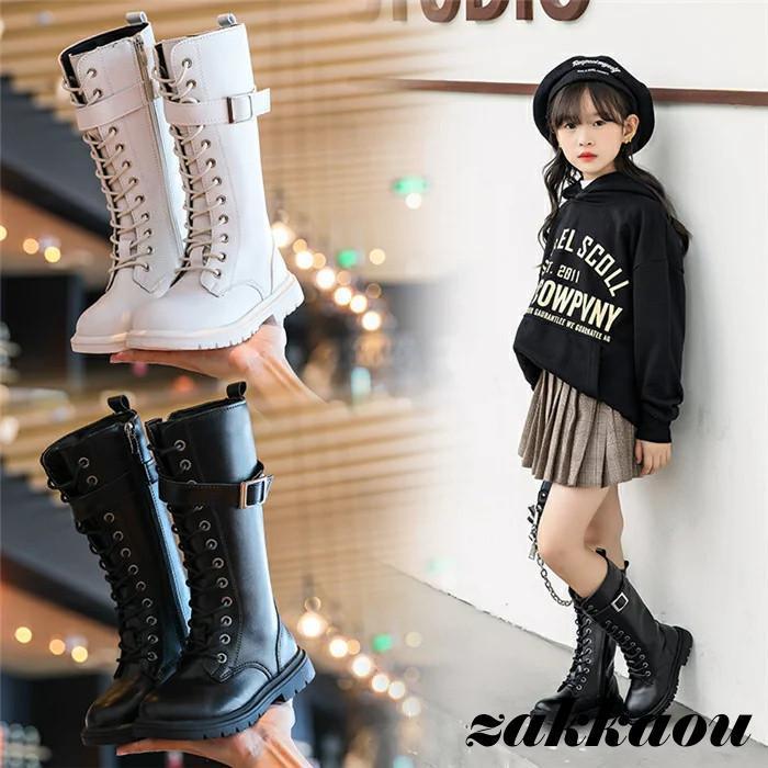 ロングブーツ 編み上げ 女の子 ハーフ ブーツ 子供 キッズ ブーツ 編み上げブーツ 袴 かわいい 長靴 裏..