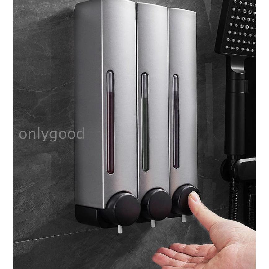 シャンプーディスペンサー 3連 ソープディスペンサー 壁掛け ディスペンサー 壁 おしゃれ 詰め替え 簡単 大容量 ボトル シンプル バスルーム