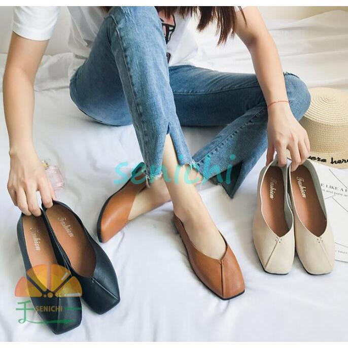 モカシン レディース パンプス カジュアルシューズ ローヒール ローカット スリッポン スクェアトゥ お出かけ 痛くない 疲れにくい 柔らかい 春秋(4)