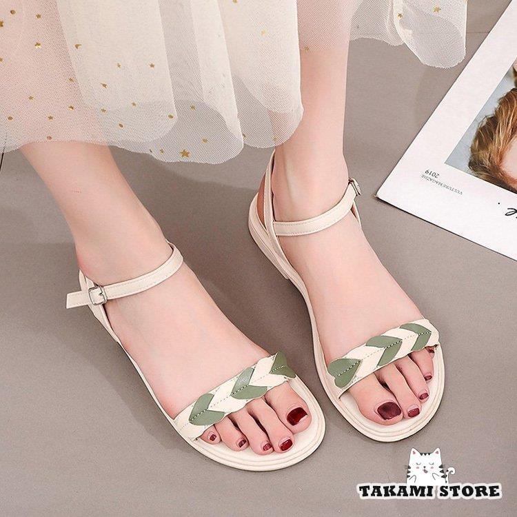 サンダル レディース 履きやすい 夏 サンダル ストラップサンダル フラット ローマブール シンプル ぺたんこ 歩きやすい 美脚 大人 新作 2色