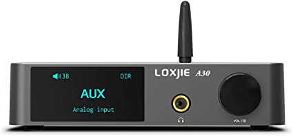 LOXJIE A30 パワーアンプ HI-FI ステレオ デジタルアンプ DAC ヘッドホンアンプ 一体「MA12070」アンプIC搭載/EQ 高低音調節可能/Bluetooth5.0/Apt-X対応/2.1ch 2.0ch 超低音信号出力/リモコン操