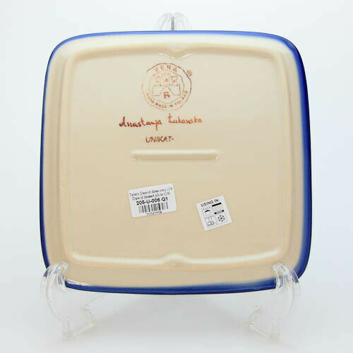 デザートプレート20×20cm[V205-U006]【ポーリッシュポタリー[ポーランド食器・陶器] 】 洋食器 プレート 花柄 おしゃれ かわいい 電子レンジ対応 食洗機対応