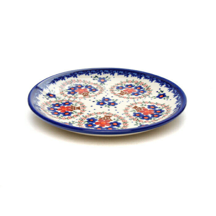平皿φ17cm[V195-A063]【ポーリッシュポタリー[ポーランド食器・陶器] ケルセン】かわいい おしゃれ 花柄　食洗機対応 電子レンジ対応 耐熱 オーブンOK プレゼント 贈り物 ギフト 東欧 洋風 プレート　洋皿　おやつ　カフェ　おもてなし VENA 取り皿 丈夫