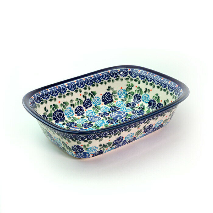 オーブン皿スクエア・中[Z174-DU177]【ポーリッシュポタリー[ポーランド食器・陶器]】耐熱 食洗機対応 電子レンジ対応 オーブン対応 ハンドメイド かわいい おしゃれ プレゼントに ギフトに 贈り物に ザクワディ グラタン皿　オーブンウェア