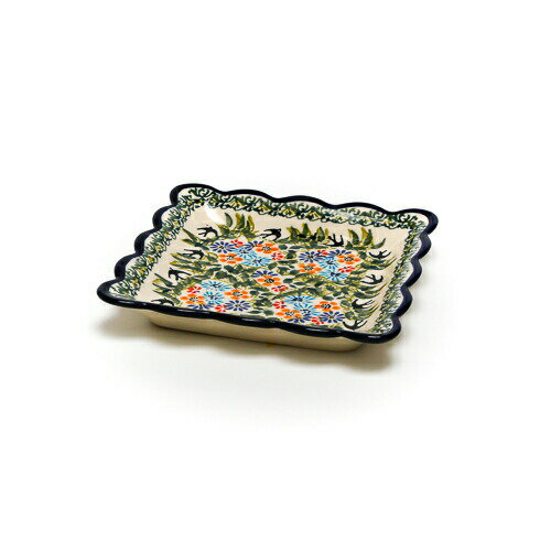 スクエアプレート・小[Z1610-DU182]【ポーリッシュポタリー[ポーランド食器・陶器]】