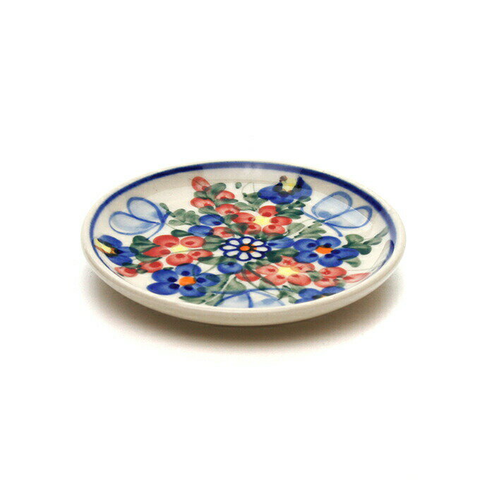 Rakuten - 平皿φ10cm[V372-A001]【ポーリッシュポタリー[ポーランド食器・陶器]】 洋食器 プレート 花柄 おしゃれ かわいい 電子レンジ対応 食洗機対応 小皿 醤油皿