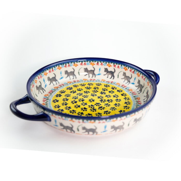 Rakuten - ラウンドキャセロール・小(V152-U731)【ポーリッシュポタリー[ポーランド食器・陶器]ケルセン】電子レンジ対応 プレゼント 贈り物 オーブン皿