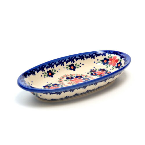 Rakuten - オーバル小皿 (V113-A063)【ポーリッシュポタリー[ポーランド食器・陶器]】 洋食器 プレート 花柄 おしゃれ かわいい 電子レンジ対応 食洗機対応