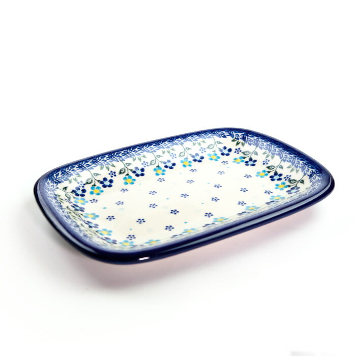 Rakuten - 長方形盛皿・小(V119-B253)【ポーリッシュポタリー[ポーランド食器・陶器]ケルセン】洋食器 プレート 花柄 おしゃれ かわいい 電子レンジ対応 食洗機対応