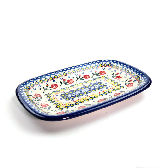 Rakuten - 長方形盛皿・小(V119-U504)【ポーリッシュポタリー[ポーランド食器・陶器]ケルセン】電子レンジ対応 プレゼント ギフト プレート