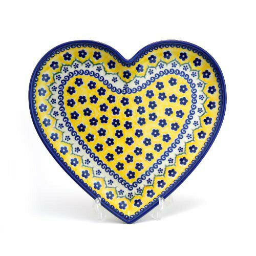ハートプレート・大(V393-U199)【ポーリッシュポタリー[ポーランド食器・陶器]】ハート型　プレート ハンドメイド おしゃれ 食洗機対応 電子レンジ対応 プレゼント　朝食 かわいい おしゃれ 食器 VENA