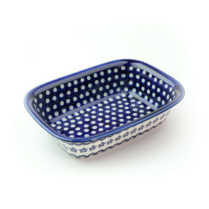 オーブン皿スクエア・中[Z174-166A]【ポーリッシュポタリー[ポーランド食器・陶器]】食洗機対応 電子レ..
