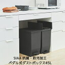 日本製 SIAA 抗菌加工 防汚加工 ペダル式 キャスター付き ツイン 両開き 観音開き ごみ箱 ふた付き 45L フタ付き 袋止め付き ゴミ箱 ダストボックスキッチン リビング カップボード下 棚下 カウンター下 分別 コンパクト