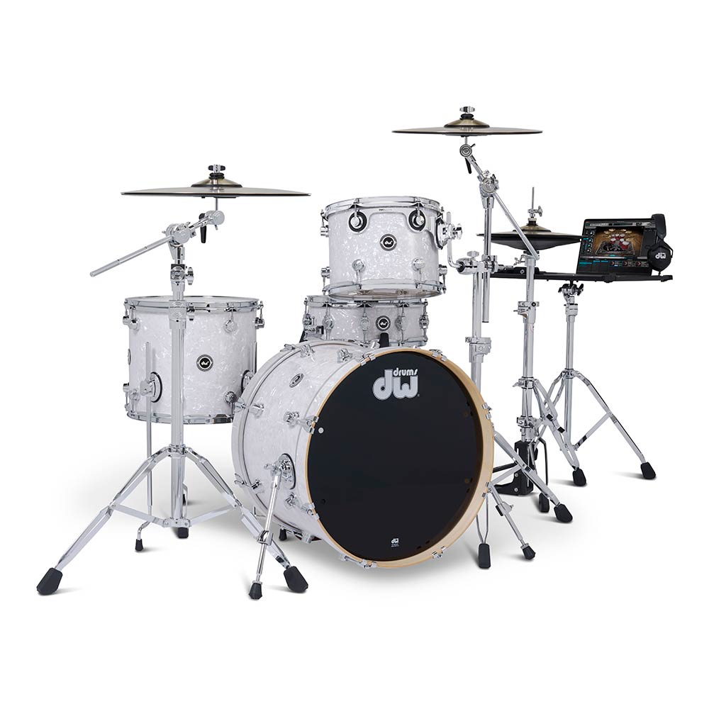 dw DWe 4-Piece Complete Bundle Kit White Marine Pearl FinishPly?