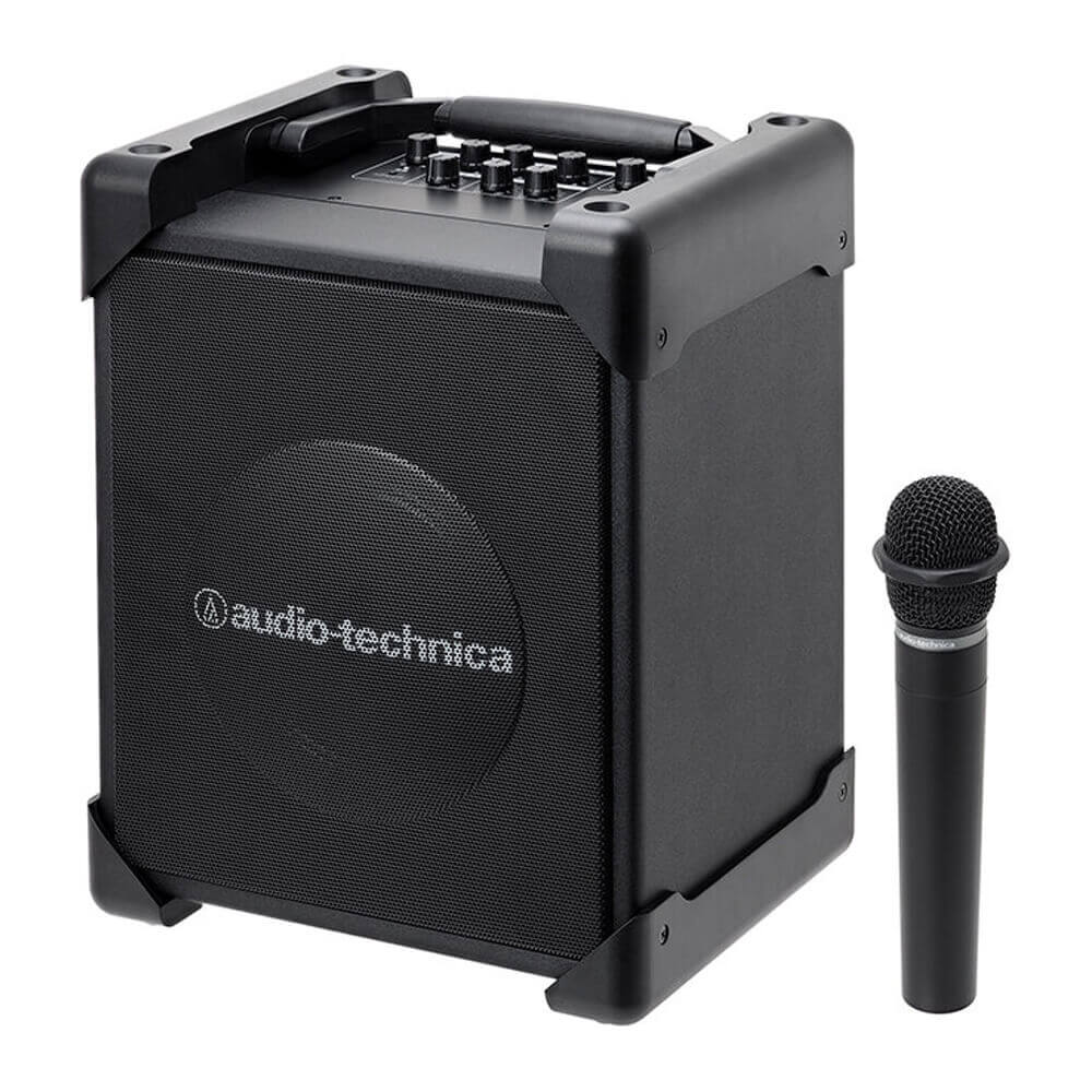 トピックスショッピングクレジット分割48回払いまで金利手数料0%！期間限定 2026年2月28日まで30,000円（税込）以上のお買い物が対象となります。本キャンペーンはクレジットカードでのお支払いは対象外となります。詳しくはお問い合わせください。アイテム説明■中小ホールの隅まで、声がクリアに届くACアダプターでも電池でも使える高音質モデル。ソーシャルディスタンスが新たな常識となった今では、人々が密にならないよう間隔を取る必要があります。とはいえ、人が集まる場所や人を集めたい状況で話を聴いてもらうために大声を出すと、飛沫・飛散につながってしまいます。こうした悩みを解決するのが、オーディオテクニカのワイヤレスアンプシステムです。これまでもセミナーやお店の呼び込み、ダンスレッスンなどさまざまな場面で活躍してきましたが、今の時代ではより一層求められる製品となりました。安定した通信性能の1.9GHz帯ワイヤレス、通信が途切れにくいダイバーシティアンテナ、低消費電力で高出力のデジタルアンプ回路などを採用。あなたの伝えたい想いを、クリアな音でサポートします。■混線しにくく、クリアな音を提供ほかのワイヤレス機器と混線しにくい1.9GHz帯。使用推奨範囲は約450?F、到達距離は約15〜30m*。300〜400名ほど収容できる中小ホールでの小会議やイベントなどに最適です。　＊使用条件により異なります。・質疑応答もスムーズに。最大3人で同時に話せる今では1つのマイクを使い回すことも困難な時代になりました。本製品では最大3本のマイクで同時に話せますので、例えばステージ側で有線マイク(別売)を2本使用し、質疑応答では会場側に1本のワイヤレスマイクを回す、といった使いかたができます。■かんたん、最速パフォーマンスACアダプターでも電池でも使える。2つの電源方式を採用。長時間の屋内イベントでは、ACアダプターで時間を気にせずに使えます。コンセントがない屋外でもご安心ください。単2形電池8本で約9時間の連続使用ができます。・あなたの声と音楽をミックス付属のφ3.5mmステレオミニケーブルを使用して、対応機器と接続すれば予め準備した音楽を流しながらMCすることもできます。例えば 音声1 をマイク入力に、音声2 を音楽入力で準備しておくなど人手が足りない場合でも、スムーズな司会進行を行えます。・全方向から操作しやすい上面パネルスイッチ部は前後左右どこからでも操作できるように、上面に設置しています。・低消費電力で高出力のデジタルアンプ通りかかった瞬間に人に振り向いてもらいたいイベントなどでは、お客様の耳に入る声や音が何より大切。本製品では賑やかな環境下でも、高音質なデジタルアンプ回路を通して、クリアな声や音を広範囲でお届けします。・イベント内容の記録も可能録音可能な機器と外部出力端子(φ6.3mmモノラル標準プラグ)で接続すれば、イベント内容を録音することも可能です。・本体背面のリアカバーに収納ボックスワイヤレスマイクロホン ATW-T190MIC とポーチ、ワイヤレスアンプ専用ACアダプター、φ3.5mmステレオミニケーブルをまとめて持ち運び・保管できます。スペックー ATW-SP1910：ワイヤレスアンプ■電源 :　DC12V(付属のACアダプターを使用)　または単2形アルカリ乾電池×8　または単2形ニッケル水素電池×8■連続使用時間 :　約9時間(単2形アルカリ乾電池使用時)　約8時間(単2形ニッケル水素電池使用時)　※使用条件により異なります。■消費電力 : 17W(定格出力時)■再生周波数範囲 : 85〜20,000Hz■使用温度範囲 : 5〜45℃■外形寸法 : h464.3×W283×D240mm(ハンドル収納時)■質量 : 約5.6kg＜ ワイヤレス部 ＞■使用周波数 : 1895.616〜1902.528MHz■無線方式 : 1.9GHz DECT準拠方式■周波数特性 : 100〜10,000Hz■受信数 : 1チャンネル■アンテナ : 内蔵アンテナ(ダイバーシティ)■通信距離 : 約50m(見通し時、妨害電波がない場合)＜ アンプ・スピーカー部 ＞■最大出力 : 12W(ACアダプター/電池使用時)■最大出力音圧レベル : 106dB(JEITA)■定格歪率 : 2%以下■入力インピーダンス :　マイク(有線 φ6.3mmモノラル)　1kΩ　マイク(有線 XLRバランス)　10kΩ　外部入力　47kΩ■S/N比 : 65dB以上(外部入力端子)■エンクロージャー型式 : バスレフ(位相反転型)■スピーカーユニット : φ16cm コーン型フルレンジー ATW-T190MIC：ワイヤレスマイクロホン■電源 : 単3形アルカリ乾電池×2または単3形ニッケル水素電池×2■消費電流 : 150mA■無線方式 : 1.9GHz DECT準拠方式■使用周波数 : 1895.616〜1902.528MHz■周波数特性 : 100〜10,000Hz■アンテナ : 内蔵アンテナ(ダイバーシティ)■通信距離 : 約50m(見通し時、妨害電波がない場合)■連続使用時間 :　約11時間(単3形アルカリ乾電池使用時)　約10時間(単3形ニッケル水素電池使用時)　※使用条件により異なります。■型式 : ダイナミック型■指向特性 : 単一指向性(ハイパーカーディオイド)■使用温度範囲 : 5〜45℃■外形寸法 : φ54×240mm■質量(電池除く) : 約245g■付属品 : ポーチ、ACアダプター AD-SM1238LO、φ3.5mmステレオミニケーブル(L型−ストレートプラグ)納期について売却時は迅速に商品情報の削除を心掛けておりますが、ショッピングページの更新までにタイムラグが生じ、ご注文のタイミングによっては商品のご用意ができない場合がございます。あらかじめご了承くださいますようお願い申し上げます。あす楽対象商品以外、納期のご確認はご注文前に「商品についての問合わせ」よりお問い合わせください。