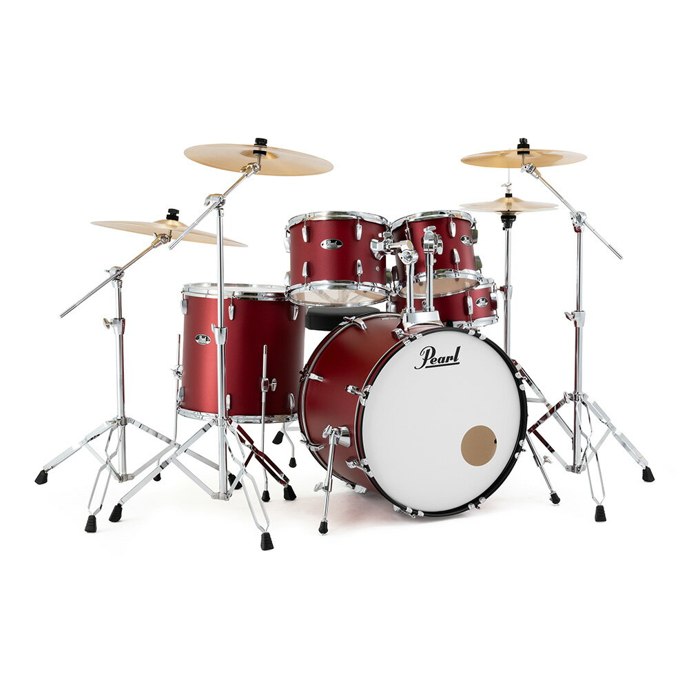 トピックスショッピングクレジット分割48回払いまで金利手数料0%！期間限定 2026年2月28日まで30,000円（税込）以上のお買い物が対象となります。本キャンペーンはクレジットカードでのお支払いは対象外となります。詳しくはお問い合わせください。アイテム説明マット（艶消し）な質感で高級感を与える限定カラー！このワンセットですぐに叩ける！パールおすすめのビギナー向けドラムフルセット。プレイヤーが何も持たずともいつでも演奏ができる、予備スティックまでもパッケージングした完全なドラムセット。リハーサル・スタジオやライブハウスで多く見られる、ライドシンバルに加え、左右にクラッシュ・シンバルをセッティングした（2クラッシュVer.）3シンバル仕様のフルセット。要所に上級モデルの機能を投入することで操作性と耐久性を向上。6プライ（7mm)のポプラ材を採用したシェルは、ウッドならではのふくよかさで鳴りすぎず、他の楽器とのバランスがとれたサウンドが特長。付属のドラムペダルはダブルチェーンをはじめ、フラッグシップモデルを継承した機能が満載。ドラムスティックは折れた時を想定し2ペア、更にスティックバッグも付属しているという、ビギナーにとって最強パッケージ。どんな偉大なドラマーも、ビギナーとして最初の1歩を踏み出し、様々な努力を積み重ねてきた結果その地位に存在する。その素晴らしいドラム人生を始めるための重要なツールとしてふさわしいのがこの“ROADSHOW”。■シェルROADSHOWのドラムは、6プライ(7mm)のポプラ・シェルを採用し、フラッグシップモデルを継承したシェル成型方法でつくられる。・SHELL COMPOSITIONドラムシェルは、ドラムヘッドを叩いた時にその音を共鳴させ、ボリュームを増すよう成型されている。 ROADSHOWでは、6プライの7mmアジアンホワイトポプラ材を採用することにより、最適な音色とパワーを実現する。シェルの端の部分をベアリングエッジと呼び、ドラムヘッドがシェルに接する唯一の場所。ベアリングエッジの形状により、ドラムヘッドからシェルへの振動の伝わり方が異なってくるため、ドラムのトーンキャラクターに大きく影響する。 ROADSHOWに採用した45°ベアリングエッジは、パールが長年採用してきた信頼性の高いエッジ形状で、非常にレスポンスがよく、オープンなサウンドが特長で、各ドラムのチューニングもしやすくする。■ハードウェアROADSHOWに含まれるハードウェアパッケージは、エントリーモデルといえども信頼のおけるスペックです。力の入りがちな初心者の強烈なショットに耐えるために、すべてのラグや結合部の耐久性を高めています。 スタンドは軽量で調整可能な安心感のある設計です。■スネアRoadshowキットにとって重要なサウンドを担うスネアドラム。 Roadshowのスネアドラムは、軽いタッチでも優れたレスポンスを発揮しつつ、パワフルな音色を発揮する。■スタンドRoadshowキットは、エントリーモデルながらハードヒットに耐えるスタンド類を揃えており、さらに、ヘヴィなダブルブレースタイプのレッグを装備。 またそれぞれのスタンドは、ダイカストジョイントにより高さを調整でき、ティルター部は求める位置で確実にロックされる仕様。■シンバルエントリードラマー向けのドラムフルセットとして、Roadshowには16インチのクラッシュと20インチのライドシンバル、そして14インチハイハットが付属。 Roadshowのシンバルは、基本ビートを学ぶのに最適で、様々な刻みのパターン、要所でのアクセントに最適な組み合わせを用意。■フィニッシュRoadshowには、鮮やかなカラーリングが施され、耐久性に優れたカバリングフィニッシュが用意されている。スペック■セット内容・22"×16" バスドラム・10"×8" & 12"×9" タムタム・16"×16" フロアタム・14"×5.5" スネアドラム・H-50 ハイハットスタンド・S-50 スネアスタンド・P-50 ドラムペダル・B-50 シンバルブームスタンド（x3）・ドラムスローン・タムホルダー（x2）・14" ハイハットシンバル（x1ペア）・16" & 18" クラッシュシンバル・20" ライドシンバル・ドラムスティック（x2ペア）・スティックバッグ■SHELL：6 Ply 7mm Asian White Poplar■SNARE：Matching Wood Snare 14"x5.5"■HOOPS：Triple-Flanged Steel■TOM MOUNTS：BT-RSH■HEADS：Clear Tom Heads, Coated Snare Head, Self-Muffled Bass Head納期について売却時は迅速に商品情報の削除を心掛けておりますが、ショッピングページの更新までにタイムラグが生じ、ご注文のタイミングによっては商品のご用意ができない場合がございます。あらかじめご了承くださいますようお願い申し上げます。最強配送対象商品以外、納期のご確認はご注文前に「商品についての問合わせ」よりお問い合わせください。
