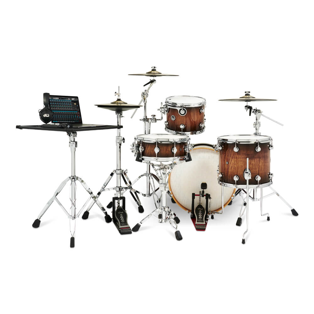 dw DWe 4-Piece Complete Bundle Kit Candy Black Burst over Curly Maple Exotic