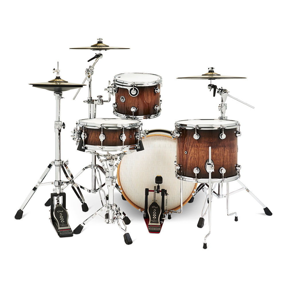 dw DWe 4-Piece Complete Bundle Kit Candy Black Burst over Curly Maple Exotic Plus set