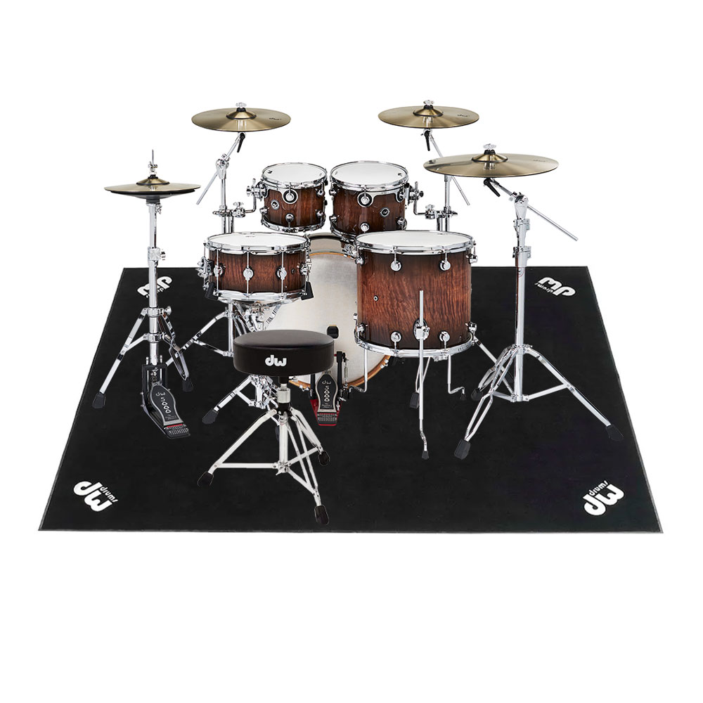 dw DWe 5-Piece Complete Bundle Kit Candy Black Burst over Curly Maple Exotic Plu...