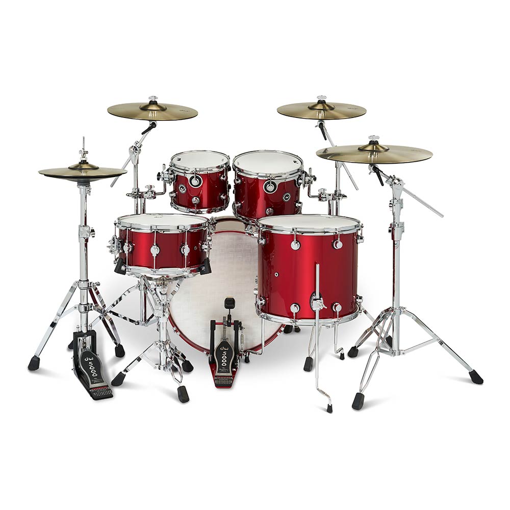 dw DWe 5-Piece Complete Bundle Kit Black Cherry Metallic Lacquer Plus set