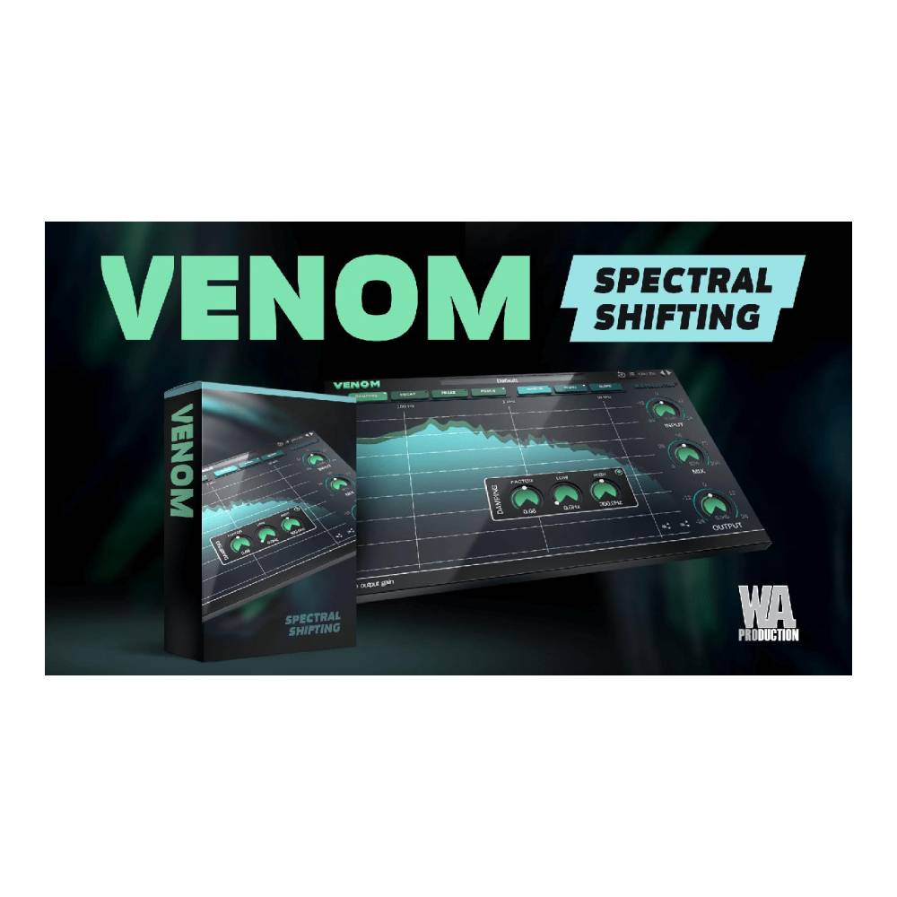 トピックスショッピングクレジット分割48回払いまで金利手数料0%！期間限定 2026年5月31日まで30,000円（税込）以上のお買い物が対象となります。本キャンペーンはクレジットカードでのお支払いは対象外となります。詳しくはお問い合わせください。アイテム説明さまざまな種類のサウンドに変換Spectral Shiftingリバーブやディレイだけでは物足りない場合は、Venom を試してください。この強力なスペクトル処理プラグインは、生のオーディオを、微妙な粒状の動きから認識できないサウンドスケープまで、さまざまな種類のサウンドに変換します。これにより、Venom は、サウンド デザイナー、ミュージシャン、EDM プロデューサー、および別世界の変換を必要とするすべての人にとって、非常に多用途なツールになります。付属のプリセットを使用して無数の可能性を探求し、ホットスワップ可能なエフェクト チェーン、粒度サイズ、高度なトーン シェイピングでさらに深く探求してください。Venom で実験するたびに、拡張リバーブ、ハーモニック エキサイトメント、フリーズしたスペクトル トーン、完全にユニークなアンビエンスなど、音響の驚きが生まれます。Two stage processingVenom はオーディオを 2 段階で処理します。まず、「フリーズ」段階では、入力サウンドのスナップショットをキャプチャして蓄積し、オーディオ エフェクトを継続的に適用してフィードバックを作成します。これにより、出力信号が時間の経過とともに変化します (エコーのリバーブ テールのように)。次の直接出力段階では、ユーザー定義のスペクトル操作が信号に適用されます。Seven transformations7 つのクリエイティブなオーディオ エフェクトは、あらゆる種類のスペクトル処理を形成します。フォーカス、フィーズ、ディケイ、ダンピングにより、独特で美しい響きのアンビエンスを作成できます。ミラー、ピッチ、スロープにより、実験的なスペクトル変換を生成できます。これらを自由に組み合わせて、他のユニークなサウンドスケープを作成することもできます。Hot-swappable FXVenom のユーザー インターフェイスは完全にモジュール化されています。個々のエフェクトを処理チェーン内の目的の位置にドラッグして、エフェクト処理の順序を定義します。Live or StudioVenom には、グリッチやオーディオのドロップアウトを防ぐマルチコア サポートが付属しています。また、スペクトル解像度のさまざまな側面に対するユーザー制御可能なパラメーターも備えており、スタジオ、移動中、ライブ環境など、あらゆる環境に最適な設定を見つけることができます。PowerVenom ロゴはプラグイン全体のバイパス コントロールとして機能し、クリックやポップ音が出ないように滑らかに調整されているため、A/B テストをスムーズに行うことができます。これを使用して、元のオーディオと Venom 変換を切り替えます。Presetsさまざまなファクトリープリセットは、さまざまな種類の特殊 FX やスペクトルシェーピングに合わせた設定で、すぐに使い始められるように設計されています。これらはすべてメニューから簡単にアクセスでき、もちろん、独自の設定をユーザープリセットとして保存することもできます。Venom の力を借りて、これまで考えられなかったユニークなサウンドを、わずか数回のクリックで作成できます。WA Production は、スタジオ品質の処理を迅速かつ簡単に実現できるクリエイティブなプラグインを制作している、実在のプロデューサーです。ぜひお楽しみください。Features:スペクトルのフリーズとプロセッシングリアルタイム周波数表示7 つの個別 FX: フォーカス、フィーズ、ディケイ、ダンピング、ミラー、ピッチ、スロープホットスワップ可能なFXチェーン特殊効果とスペクトルシェーピングのためのクリエイティブプリセットクリックフリーバイパスコントロール動作環境WindowsWindows 8以降 (64 bit)VST/AAXMacmacOS 10.13以降 (64 bit)VST, AU,AAXAAXはProTools11以上納期について売却時は迅速に商品情報の削除を心掛けておりますが、ショッピングページの更新までにタイムラグが生じ、ご注文のタイミングによっては商品のご用意ができない場合がございます。あらかじめご了承くださいますようお願い申し上げます。最強配送対象商品以外、納期のご確認はご注文前に「商品についての問合わせ」よりお問い合わせください。