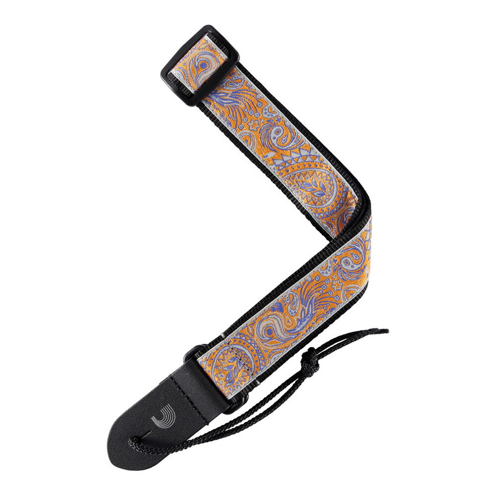 D'Addario Jacquard Ukulele Strap, Paisley, Gray/Orange [15UKE05]