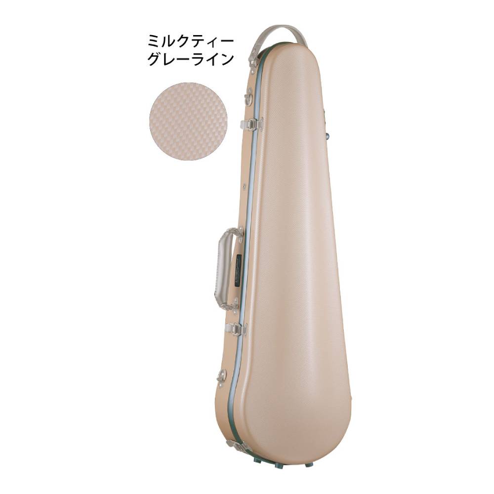 Carbon Mac CFV-2 MLT GL スリム ミルクティー グレーライン【軽量かつ頑丈なバイオリン用カーボンファイバー製ケース】