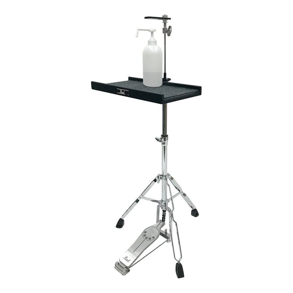 トピックスショッピングクレジット分割48回払いまで金利手数料0%！期間限定 2025年11月30日まで30,000円（税込）以上のお買い物が対象となります。本キャンペーンはクレジットカードでのお支払いは対象外となります。詳しくはお問い合わせください。アイテム説明「手」を触れず、「足で」消毒液を射出。長年、ドラムメーカーとして培ったノウハウや製品を活かし、「消毒液」用のスタンドとしてアレンジした「ペダル式消毒液スタンド」。大勢の人が触れる消毒液（ポンプ）に手を触れず、ペダル（足踏み式）を踏んで消毒液を射出し、両手で受け止めることが可能。新型コロナウイルスのみならず、ノロウイルス、O-157など、様々なウイルスからの二次感染予防（対策対応）として効果的なスタンドです。三脚タイプで軽量（4.9kg)なため、移動や持ち運びが容易に行え、電源も必要としないため、屋内、屋外を問わず様々な業種やシーン(店舗、オフィス、施設、イベントなど）に合わせて設置や使用が可能です。また、スタンド（テーブル）の高さ調節も可能で子供から大人まで幅広くご活用いただけます。■シンプルで軽量（約5kg）軽量で持ち運びが容易。■三脚タイプでコンパクトスタンドは三脚タイプで、使用後は折り畳み可能。■高さ調節（テーブル、射出量）ボトルの大きさや高さ、または射出量に合わせて、テーブルとスライドプレートの高さを調節。■対面、側面射出に対応テーブルとスライドプレートの向きを変えることで、対面、側面射出が可能。※幼児や小学生のお子様が使用時は必ず保護者、または管理者の方が操作を行ってください。■簡単組立て（工具不要）工具不要で簡単に組み立てや解体が行なえます。■スィーベリングレッグ設置に制約がある場所でも、脚部を回転させて、状況に合わせた設置が可能。■様々なボトル形状に対応市販の手押しポンプ式ボトル（液状、ジェル状）に対応（※推奨サイズ500ml）※ボトルをテーブルに固定したい場合は、市販の両面テープやベルクロ等をお使いください。■スライドプレートボトルのノズル位置に合わせて、プレートのスライド調節が可能。※「ボトル」は製品に含まれません。スペック■サイズスタンド/H-830：高さ 108cm × 幅 49cm × 奥行 57cm（※脚部開脚時）テーブル/PTT-1089：高さ 3.4cm × 幅 46cm × 奥行 23cmスライドプレート/PR-728：縦 3cm × 横 14cm × 幅 0.5cm■重量本体：約5kg（スタンド 約3kg ※スライドプレート含む / テーブル 約2kg）■適応ボトルサイズ市販の手押しポンプ式ボトル / 250ml〜1,000ml ※推奨ボトルサイズ 500mlポンプ開栓時高さ：17cm〜25cm※ボトルやノズルの形状によっては適応しない場合がございますので予めご了承ください。納期について売却時は迅速に商品情報の削除を心掛けておりますが、ショッピングページの更新までにタイムラグが生じ、ご注文のタイミングによっては商品のご用意ができない場合がございます。あらかじめご了承くださいますようお願い申し上げます。最強配送対象商品以外、納期のご確認はご注文前に「商品についての問合わせ」よりお問い合わせください。