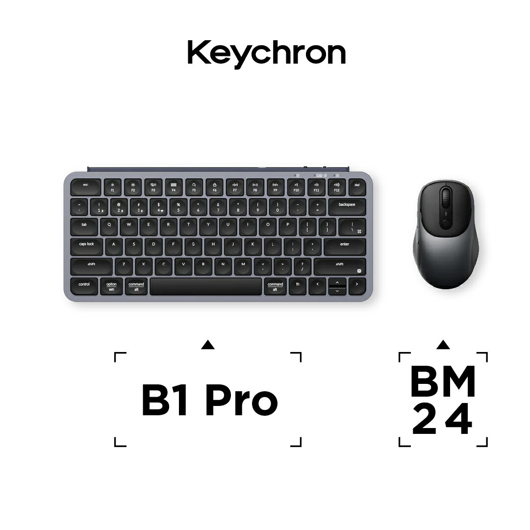 Keychron B1 Proキーボード & BM24マウス ワイヤレスコンボ 配列:日本語(JIS・かな印字なし) カラー:スペースグレー_マルチペアリング_75%_オフィス_テレワーク_ロープロファイル_macOS_Windows_iOS_Android_Linux_人気