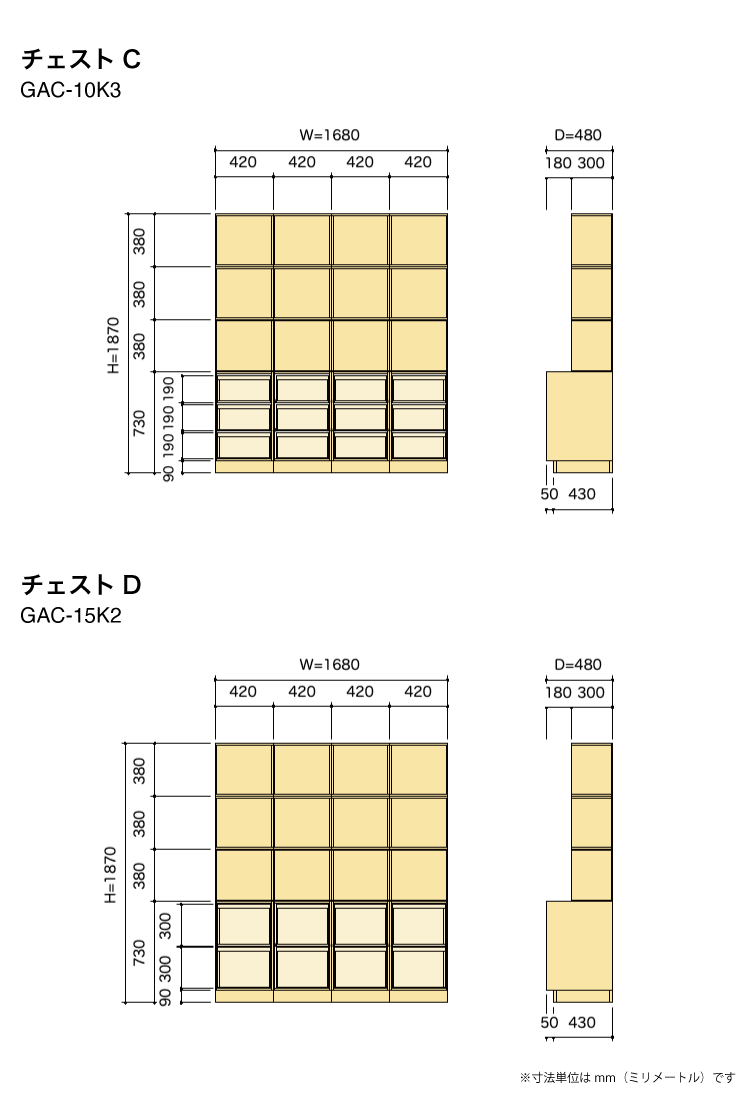 【特別価格】りんご箱のチェスト＆シェルフ 4列3段セット Cタイプ / GAC-M10K3
