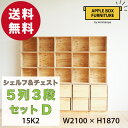 【特別価格】りんご箱のチェスト&シェルフ 5列3段セット Dタイプ / GAC-M15K2