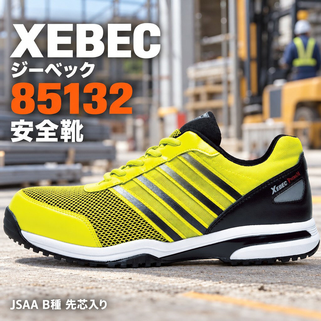 XEBEC ジーベック プレミアムシリーズ 安全靴 プロスニーカー 85132 現場を軽やかに、そしてスタイリッシュに支えるXEBEC（ジーベック）のプロスニーカー「85132」。 革新的な機能とデザインで、ハードな現場作業から日常使いまで、あらゆるシーンで活躍します。安全性、快適性、そしてデザイン性を追求した、まさにプレミアムな一足です。 【最強ソールの履き心地と抜群の安定性】 ■軽量SPソール搭載で軽やか EVAとラバーにTPUシャンクを融合させた「軽量SPソール」を採用。優れたクッション性と柔軟性を両立し、まるでスニーカーのような軽やかな履き心地を実現しました。 ■優れた防滑性と安定感 高機能ソールは、濡れた路面でも確かなグリップ力を発揮する防滑性と、足元をしっかり支える抜群の安定性を兼ね備えています。長時間の立ち仕事や移動も快適にサポートします。 ■耐油性ゴム底で安心 油に強い耐油性ゴム底を採用し、工場や整備場など、油を扱う現場でも安心してご使用いただけます。 【究極の通気性でムレを軽減】 ■全面メッシュ仕様で快適 甲被には合成皮革と究極のメッシュ素材を組み合わせ、圧倒的な通気性を実現しました。足元がムレやすい夏場はもちろん、年間を通して快適な環境を保ちます。 【JSAA B種認定の高い安全性】 ■JSAA B種プロテクティブスニーカー認定 JSAA（日本保安用品協会）B種に認定されたプロテクティブスニーカーです。軽作業用として、つま先を保護する樹脂先芯が安全を確保します。 ■衝撃吸収性と反射材で安心 踵部には衝撃吸収材を搭載し、足への負担を軽減。さらに、踵の両サイドには反射材を装備し、夜間や暗所での作業における視認性を高め、安全性を向上させます。 【細部までこだわり抜いた快適機能】 ■オリジナルラスト（木型）が生むフィット感 ジーベック独自のオリジナルラストを採用。つま先部分はゆったりと、土踏まずから踵にかけてはフィット感を重視した設計で、足を心地よくホールドし、長時間の着用でも疲れにくい快適な履き心地を提供します。 ■便利な「ひもポケ」搭載 結んだ靴ひもを簡単に収納できる「ひもポケ」を装備。作業中のひっかかりや、靴ひもの緩みによる転倒リスクを軽減し、安全性を高めます。 ■抗菌・防臭中底でいつも清潔 中底には抗菌・防臭加工を施し、気になる汗やニオイを抑えて、清潔で快適な状態を保ちます。 【製品仕様】 メーカー XEBEC (ジーベック) 品番 85132 規格 JSAA B種認定 プロテクティブスニーカー 先芯 樹脂先芯 甲被 合成皮革＋メッシュ 靴底 EVA＋ラバー シャンク（TPU）軽量SPソール、耐油性ゴム底 製法 セメント製法 ウィズ（足囲） EEEE (4E) 標準重量（両足） 約760g（25.0cm基準） 機能 JSAA認定、樹脂先芯、通気性、軽量、クッション性、耐摩耗、抗菌・防臭中底、反射材、耐油性、ひもポケット、衝撃吸収 XEBEC 85132は、現場作業のプロフェッショナルからDIY愛好家まで、すべての方に最高のパフォーマンスと安全をお届けする一足です。ぜひこの機会にお試しください。
