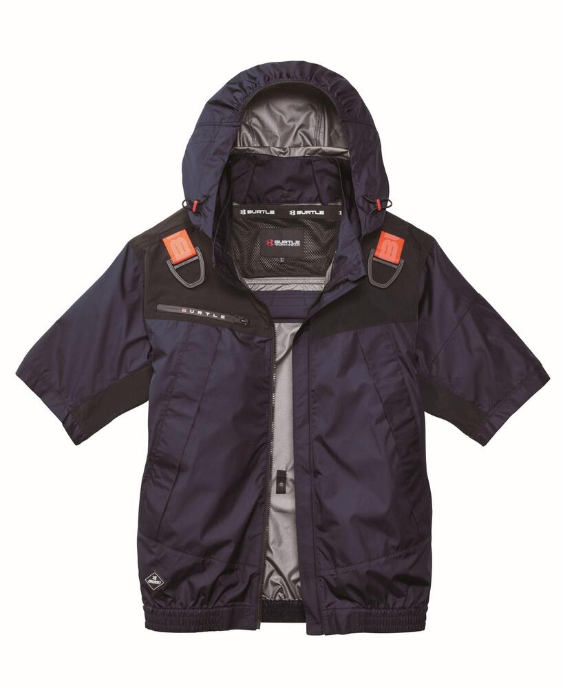 BURTLE バートル エアークラフトフーディ半袖ジャケット 空調作業服 AC1196 UVカット 遮熱 撥水 フルハーネス対応 春夏 作業現場 アウトドア ユニセックス 受注発注(4.0)