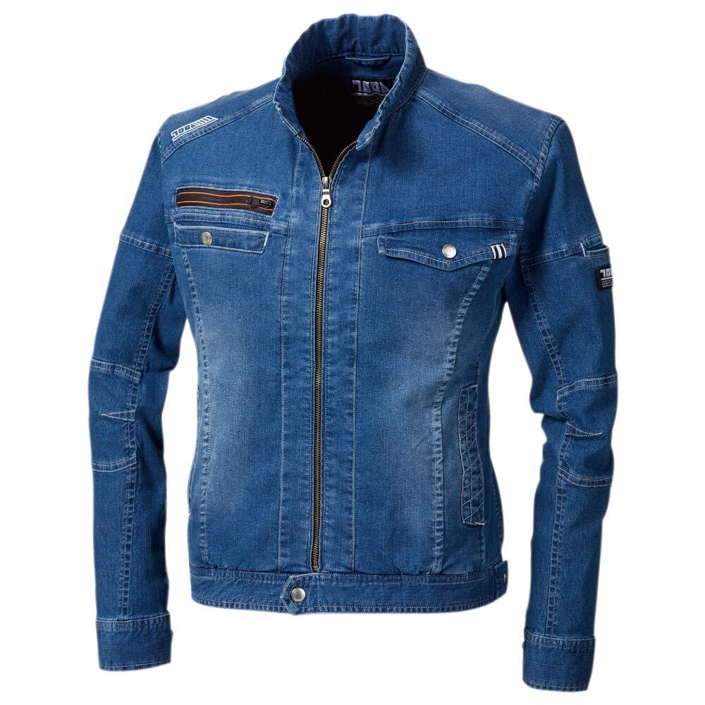 樂天商城 - TORAICHI 寅壱 デニムライダースジャケット 作業服 作業着 ワークウェア 8970-554 接触冷感 ストレッチ 軽量 ユーズド感デニム 春夏 オールシーズン対応 仕事着 タウンユース メンズ 受注発注