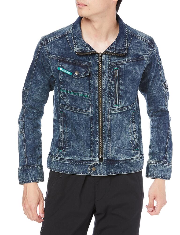 樂天商城 - TORAICHI 寅壱 デニム 長袖ブルゾン ジャンパー 8920-124 ストレッチ ビンテージ加工 オールシーズン 作業服 ワークウェア メンズ 受注発注