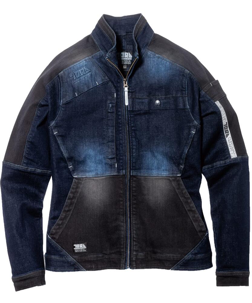 樂天商城 - TORAICHI 寅壱 デニムブルゾン 作業服 ワークジャケット 8840-124 ストレッチ 高強度 コーデュラ 再帰反射 オールシーズン 現場 建設 倉庫 DIY メンズ 受注発注