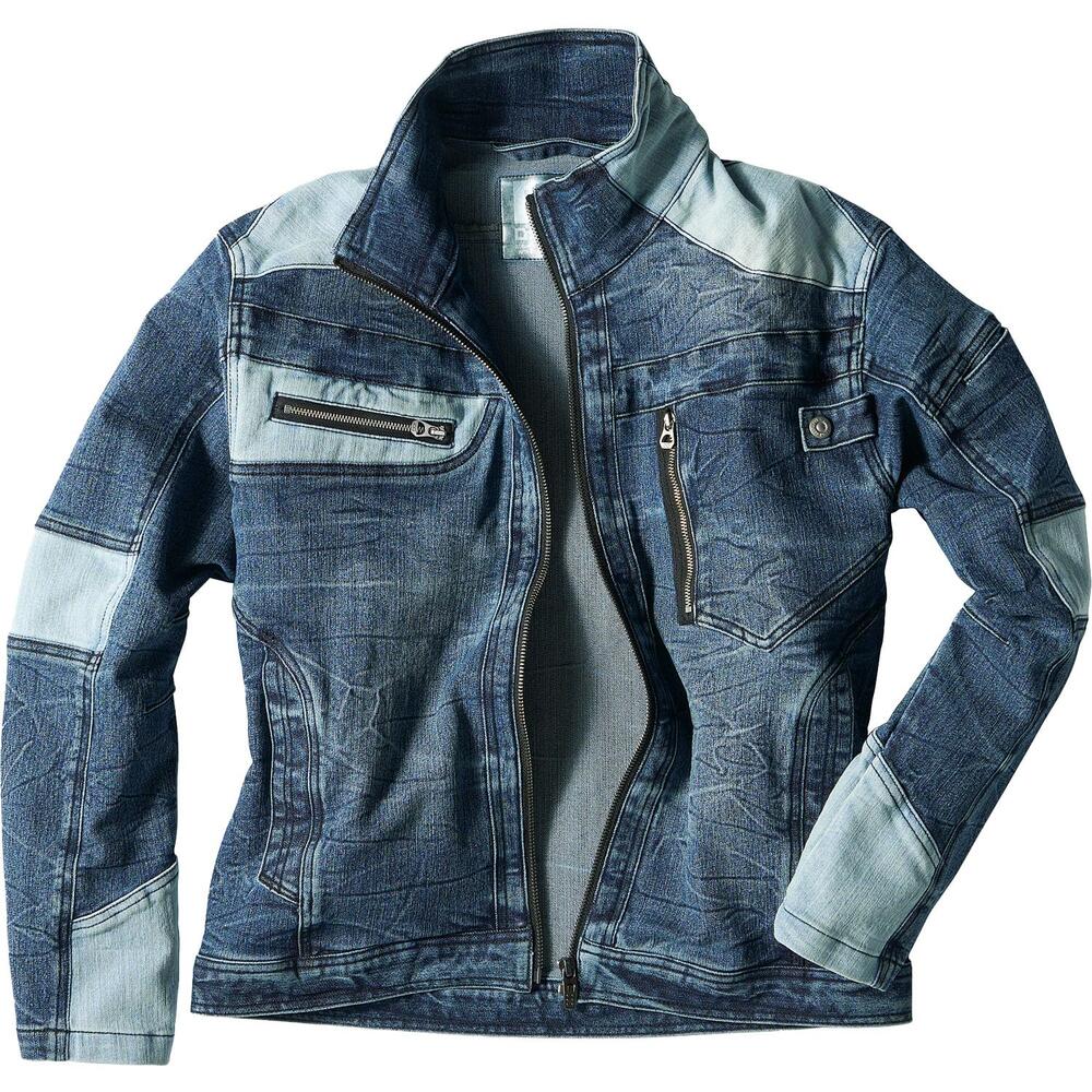 樂天商城 - KURO DARUMA クロダルマ 長袖ジャンパー 作業服 ブルゾン DG426 ストレッチデニム ノーフォーク ファスナーポケット 通年 ワークウェア メンズ 受注発注