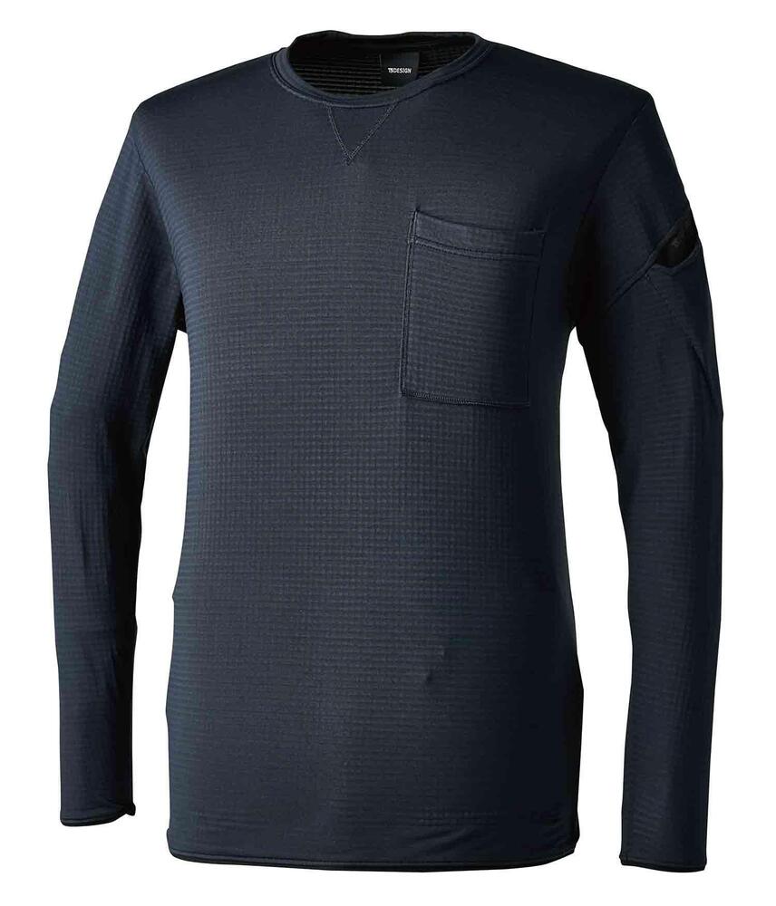 樂天商城 - TS DESIGN ティーエスデザイン ウォームエアロングスリーブTシャツ 8525 長袖 インナー ミドルレイヤー 裏起毛 通気性 軽量ストレッチ 静電気ケア 秋冬 防寒 作業服 男女兼用 受注発注