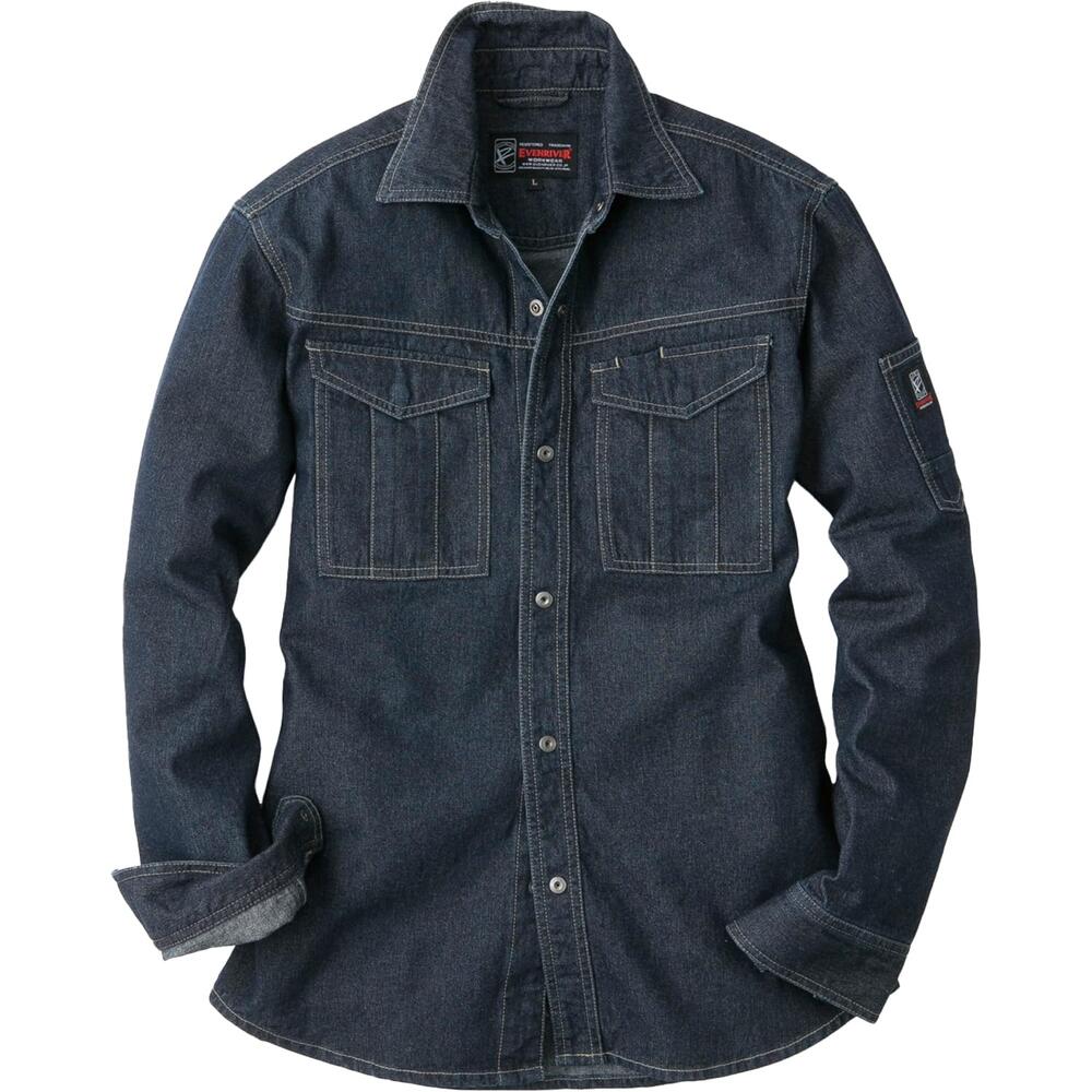 樂天商城 - Evenriver イーブンリバー スタンダードシャツ 長袖シャツ 作業服 SR-4006 綿100% 吸汗 通年 オールシーズン ワークウェア メンズ 受注発注