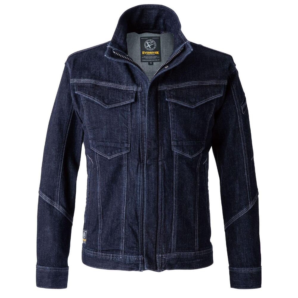 樂天商城 - EVEN RIVER イーブンリバー デニムジャケット Gジャン 作業着 USD1107 ストレッチ ヘビーウェイト 綿高混率 秋冬 通年 ワークウェア メンズ 受注発注