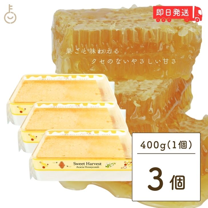 【25日限定ポイント2倍！最大2000円OFF】 スイートハーベスト 豊産業 アカシアハニーコム 400g ×3 巣蜜 コムハニー アカシア はちみつ ハチミツ honey アカシア蜂蜜 トースト パン パンケーキ ケーキ アイスクリー ヨーグルト チーズ 朝食 食品 ハンガリー産 ハンガリー